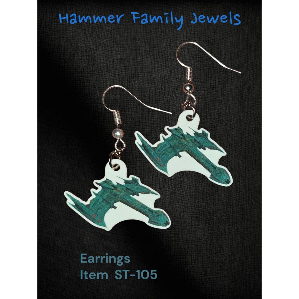 Heart of Kahless Klingon battlecruiser Earrings